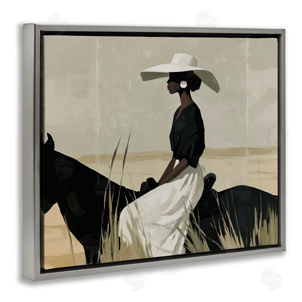 Svetlana Aleynikova Equestrian Elegance Silhouette Gray Floating Frame Canvas Wall Art Print