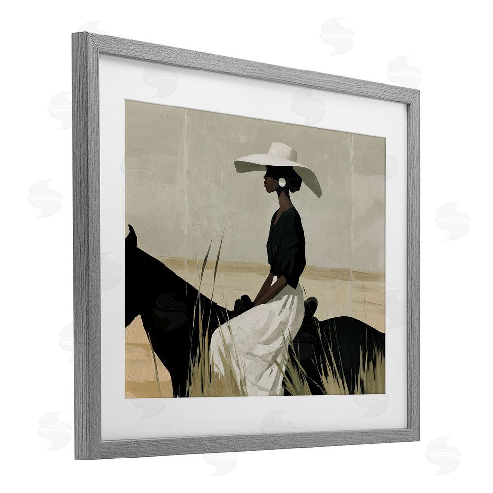 Svetlana Aleynikova Equestrian Elegance Silhouette Gray Framed Print Under Glass Wall Art