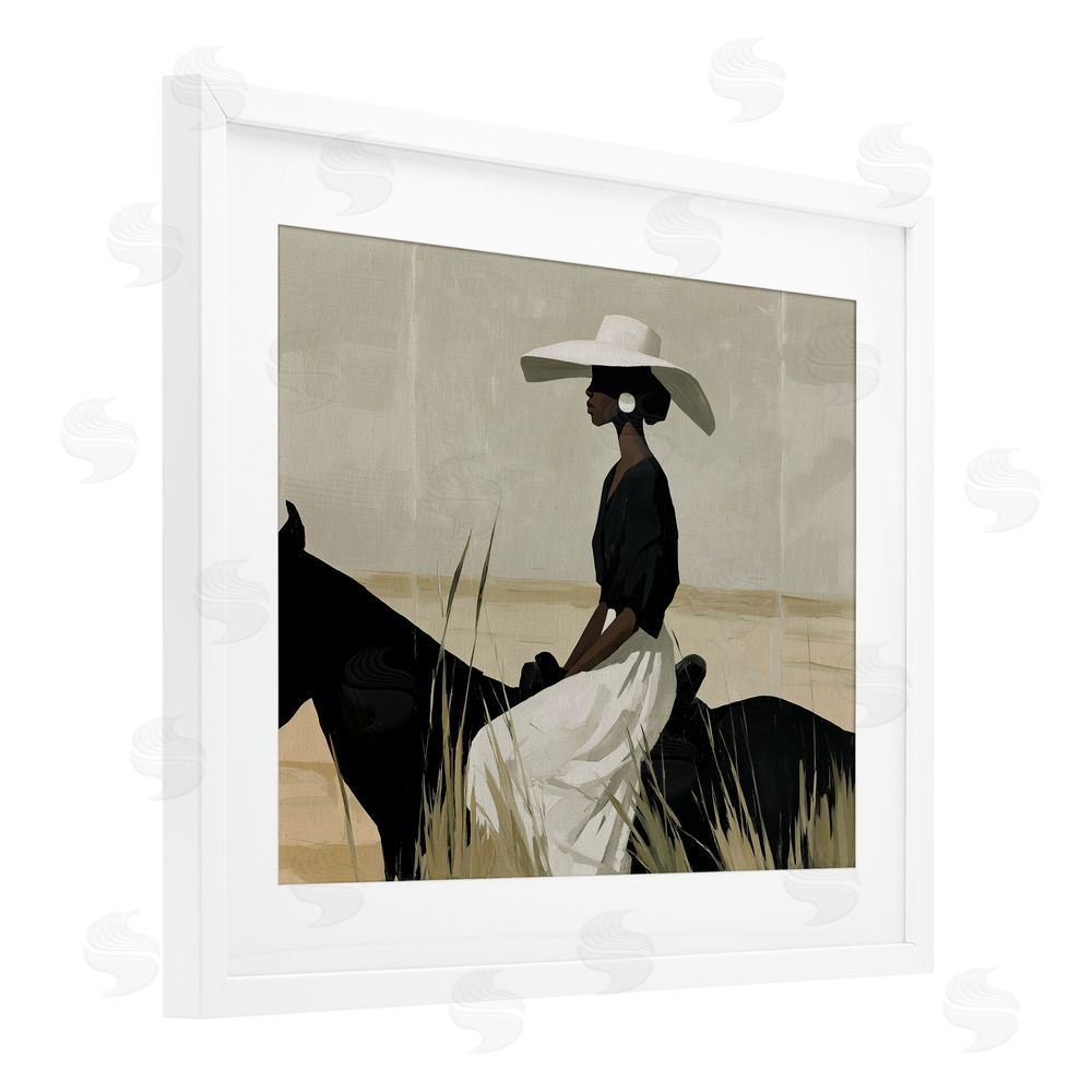Svetlana Aleynikova Equestrian Elegance Silhouette White Framed Print Under Glass Wall Art