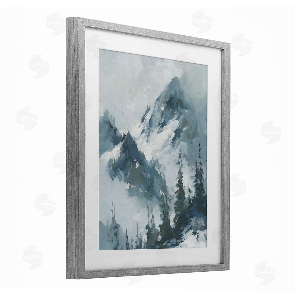 Svetlana Aleynikova Frozen Majesty Mountains Gray Framed Print Under Glass Wall Art