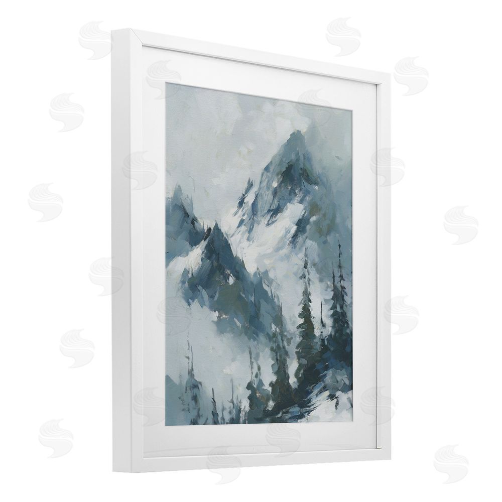 Svetlana Aleynikova Frozen Majesty Mountains White Framed Print Under Glass Wall Art