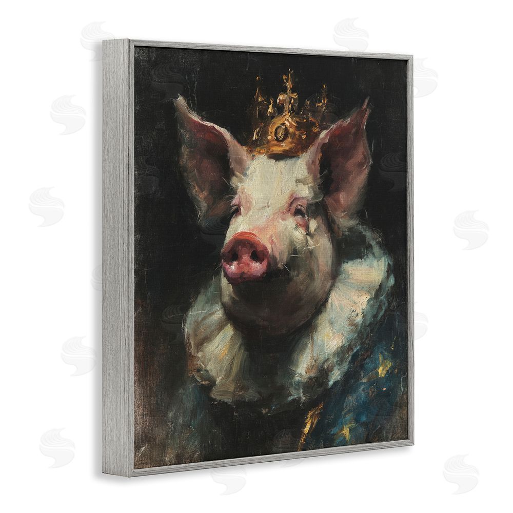 Svetlana Aleynikova Crowned Imperial Pig Gray Framed Giclee Wall Art Print