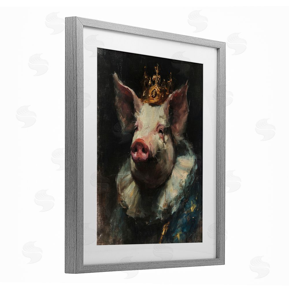 Svetlana Aleynikova Crowned Imperial Pig Gray Framed Print Under Glass Wall Art