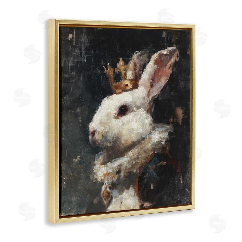 Svetlana Aleynikova Regal Monarch Rabbit Gold Floating Frame Canvas Wall Art Print