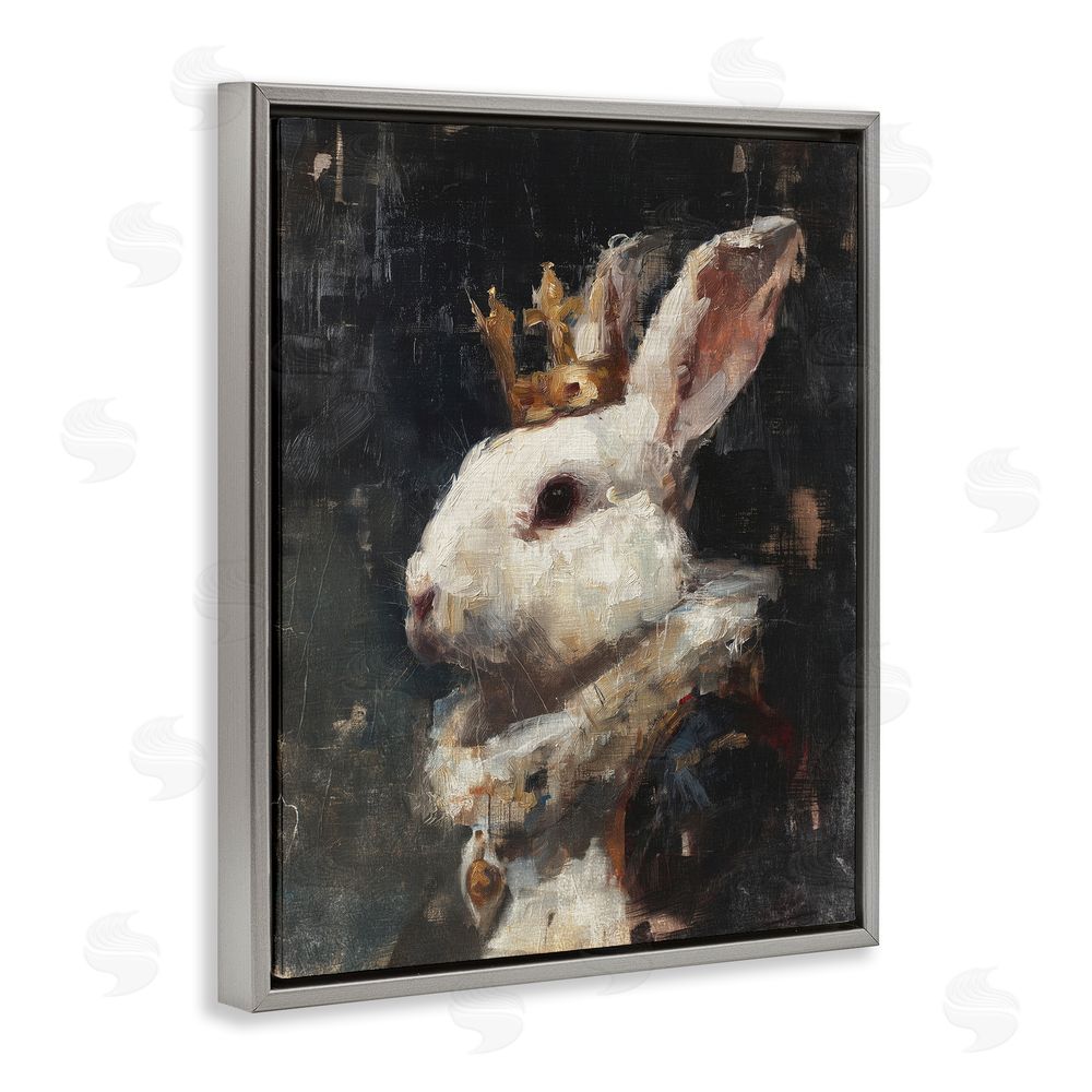 Svetlana Aleynikova Regal Monarch Rabbit Gray Floating Frame Canvas Wall Art Print
