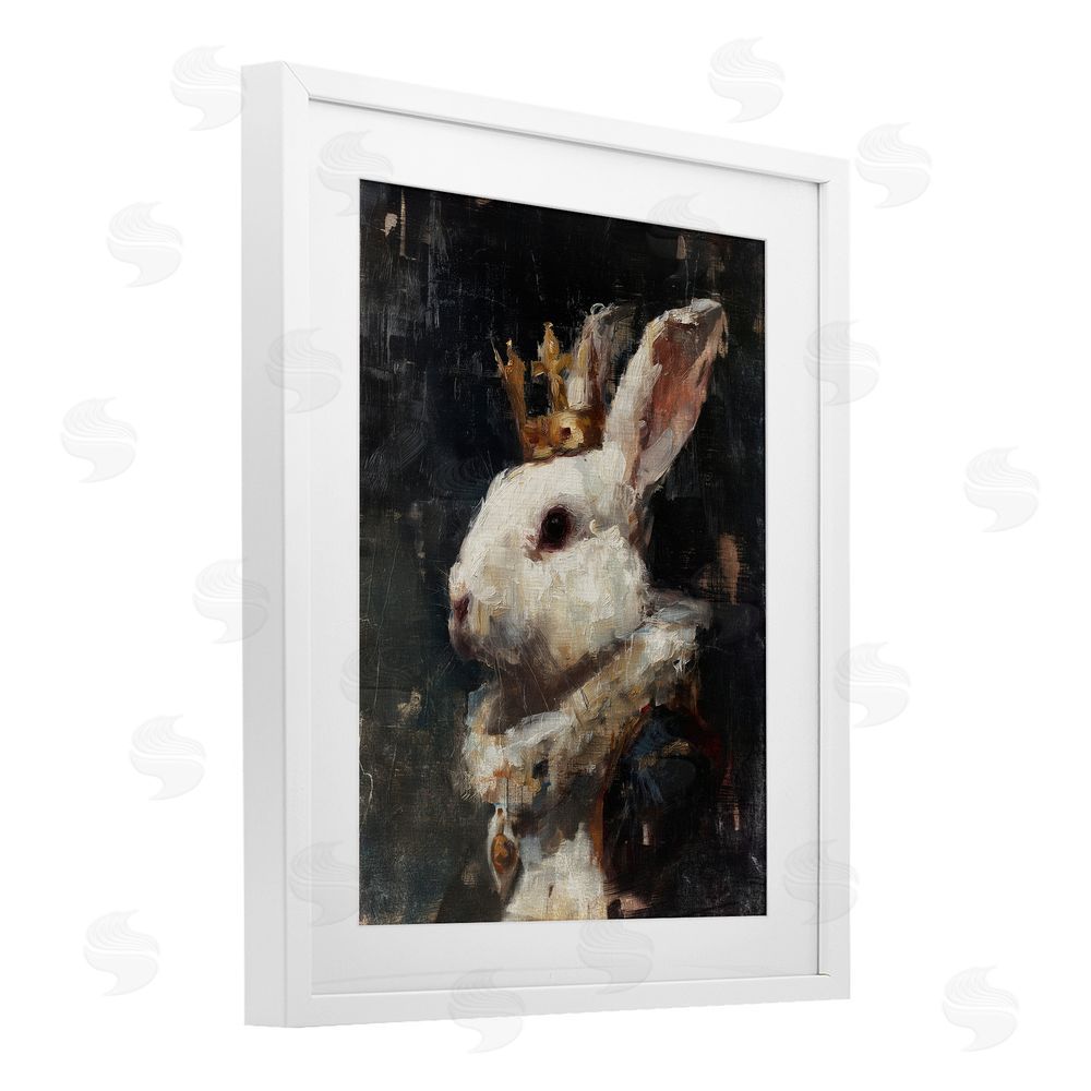 Svetlana Aleynikova Regal Monarch Rabbit White Framed Print Under Glass Wall Art
