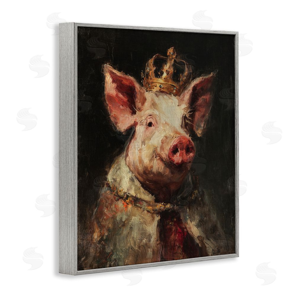 Svetlana Aleynikova Royal Swine Portrait Gray Framed Giclee Wall Art Print