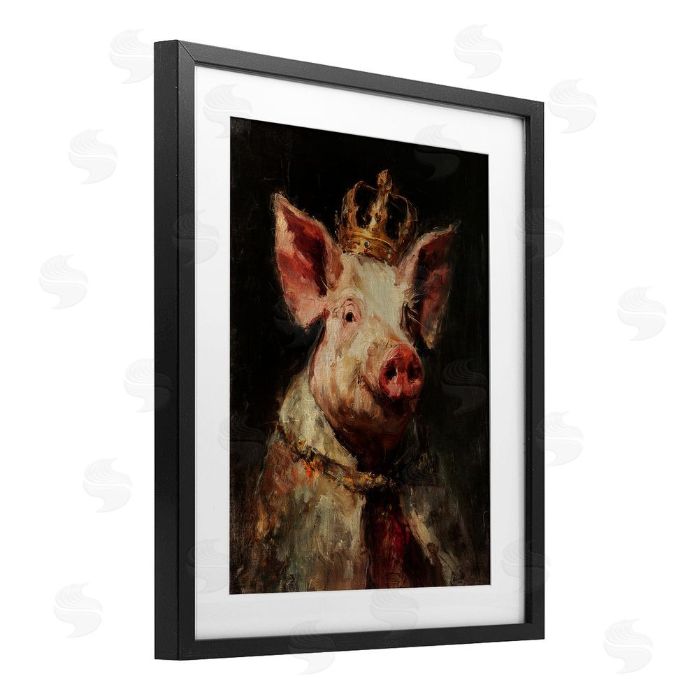 Svetlana Aleynikova Royal Swine Portrait Black Framed Print Under Glass Wall Art