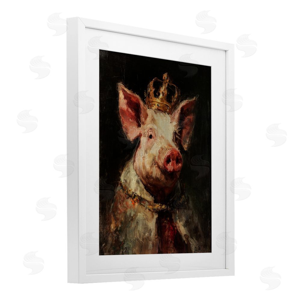 Svetlana Aleynikova Royal Swine Portrait White Framed Print Under Glass Wall Art