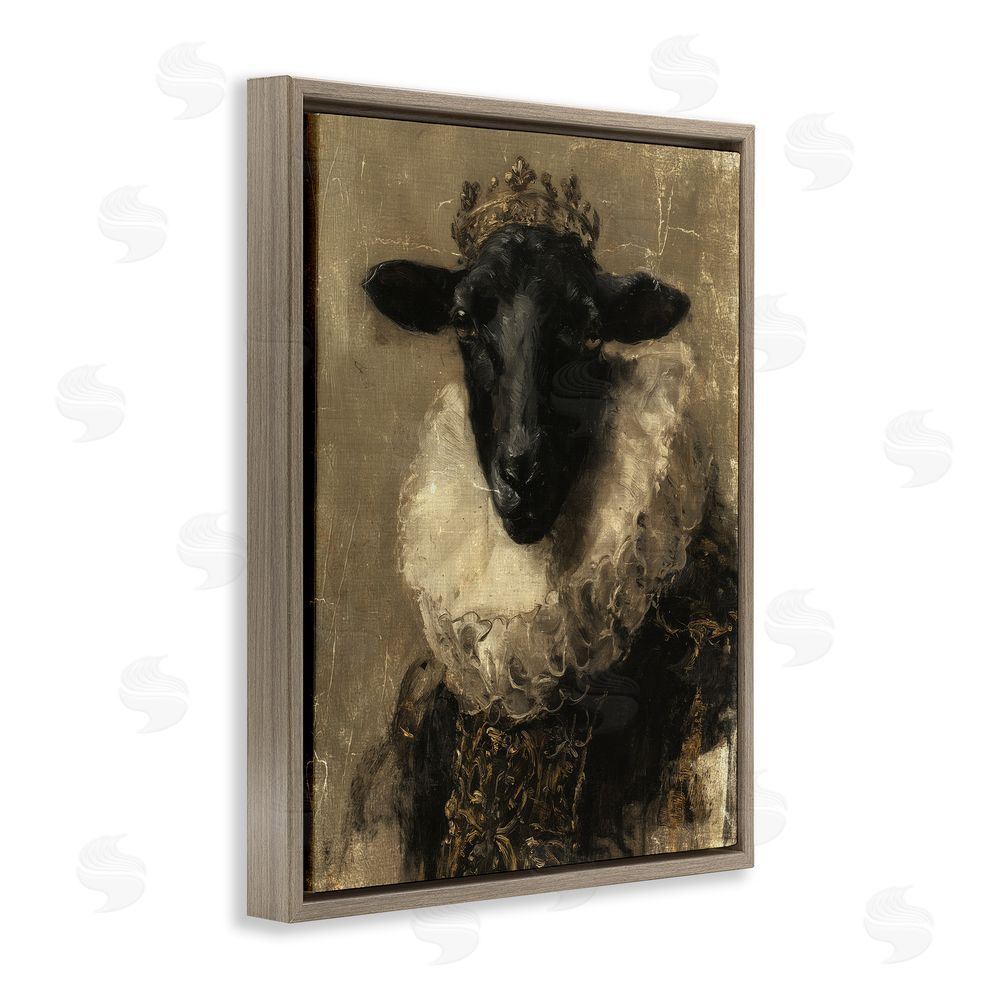Svetlana Aleynikova Noble Ram Portrait Brown Floating Frame Canvas Wall Art Print