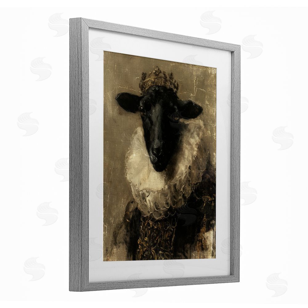 Svetlana Aleynikova Noble Ram Portrait Gray Framed Print Under Glass Wall Art