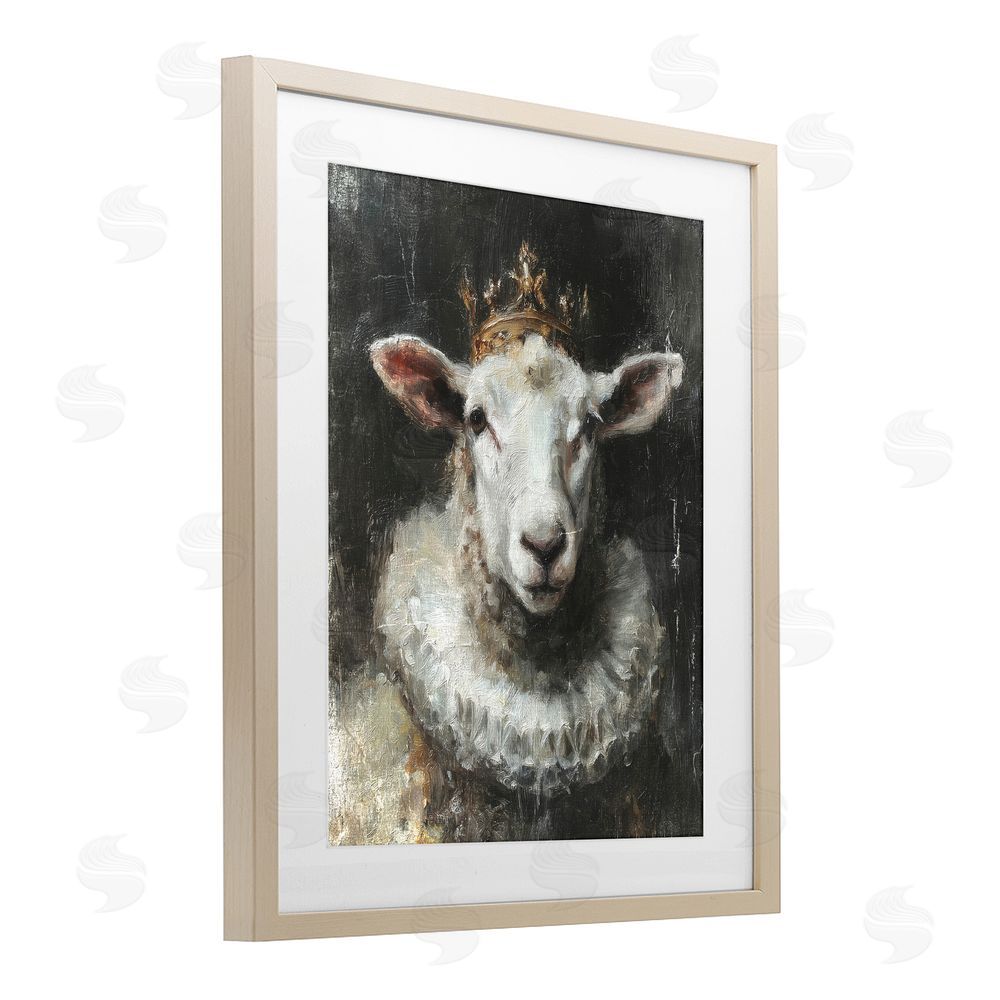 Svetlana Aleynikova Crowned Sheep Portrait Brown Framed Print Under Glass Wall Art