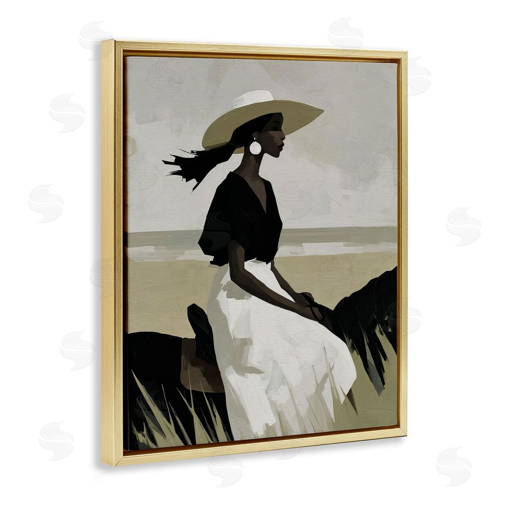 Svetlana Aleynikova Equestrian Windswept Muse Gold Floating Frame Canvas Wall Art Print