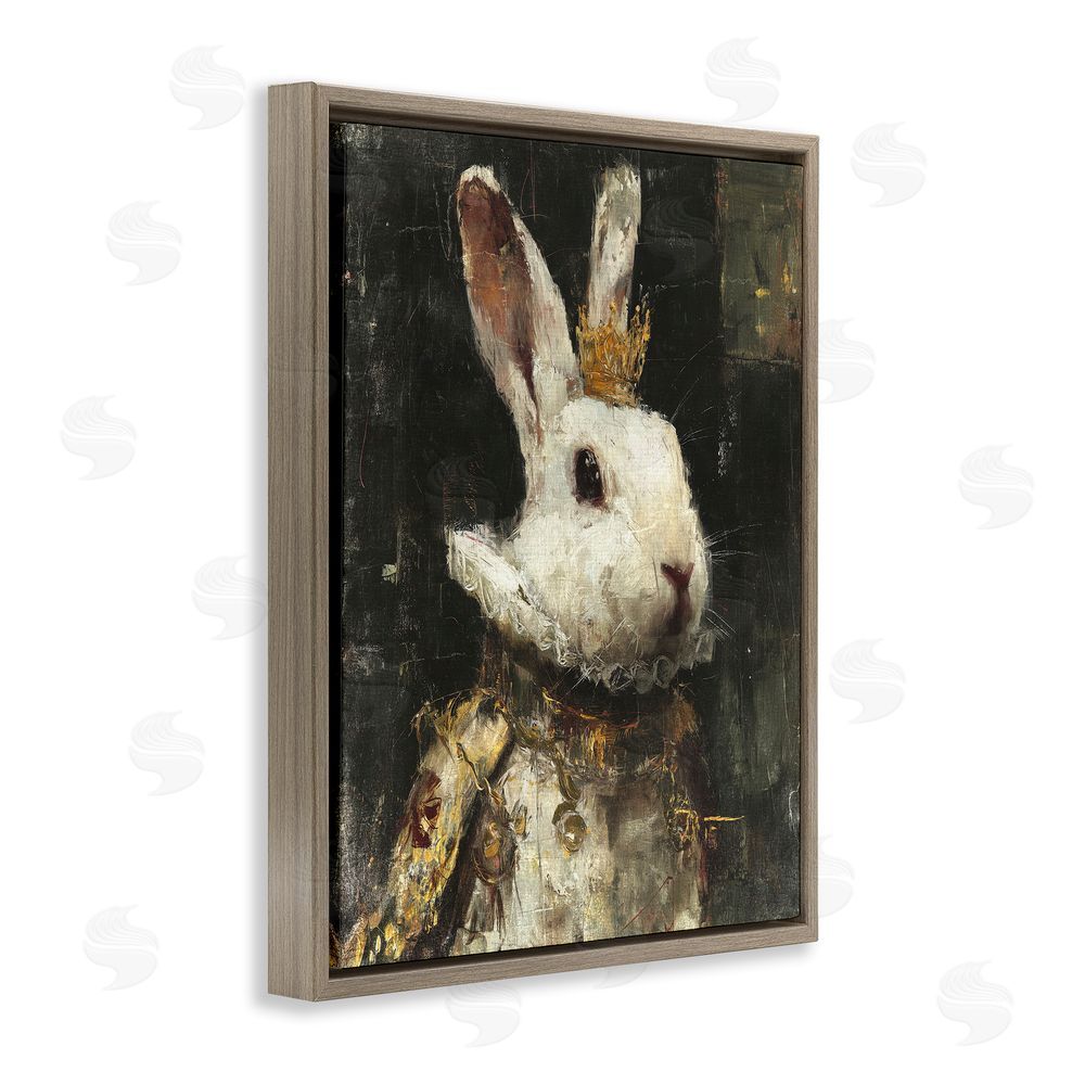 Svetlana Aleynikova Regal Hare Portrait Brown Floating Frame Canvas Wall Art Print