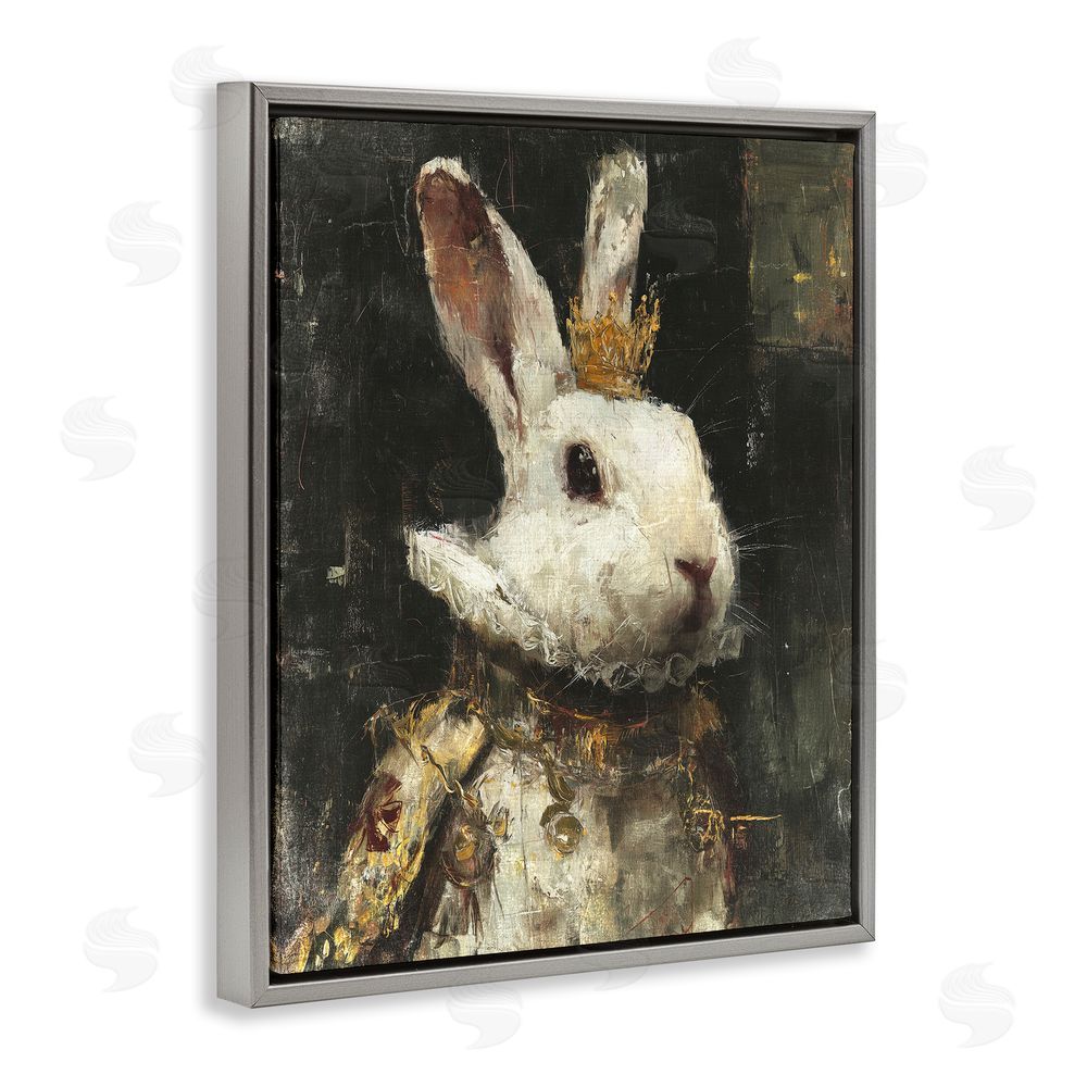 Svetlana Aleynikova Regal Hare Portrait Gray Floating Frame Canvas Wall Art Print