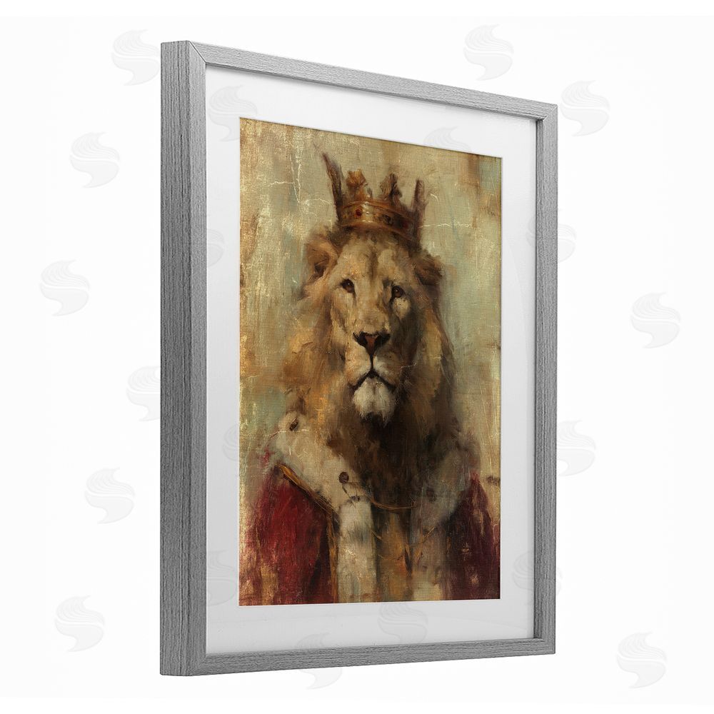 Svetlana Aleynikova Regal Lion Sovereign Gray Framed Print Under Glass Wall Art