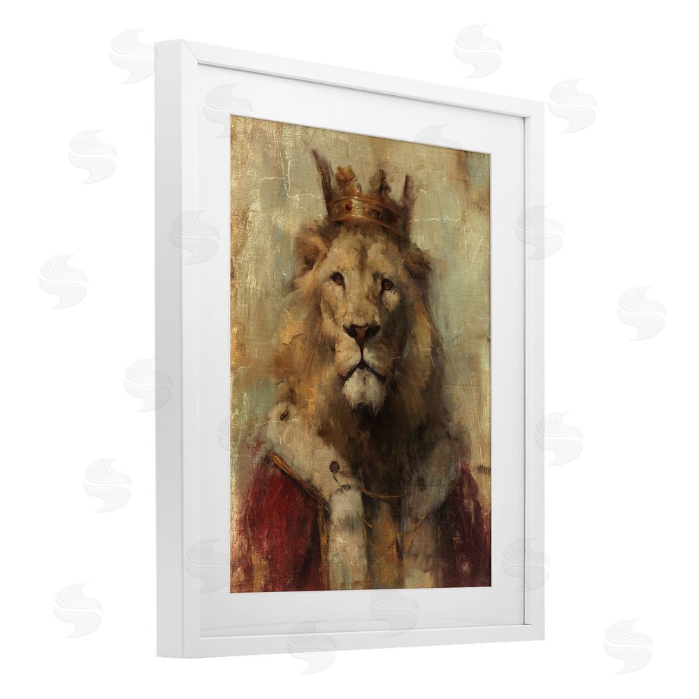 Svetlana Aleynikova Regal Lion Sovereign White Framed Print Under Glass Wall Art