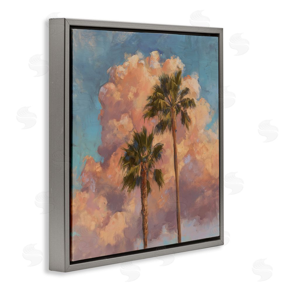 Svetlana Aleynikova Cloudy Palms at Sunset Gray Floating Frame Canvas Wall Art Print