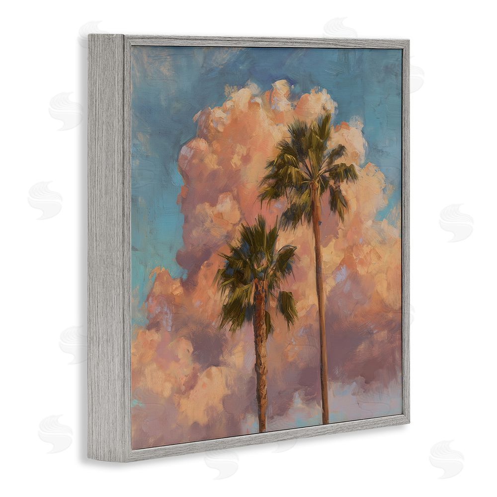 Svetlana Aleynikova Cloudy Palms at Sunset Gray Framed Giclee Wall Art Print