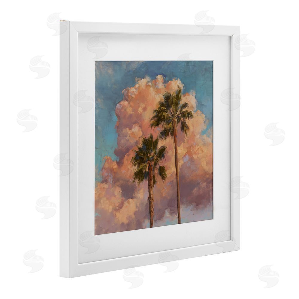 Svetlana Aleynikova Cloudy Palms at Sunset White Framed Print Under Glass Wall Art