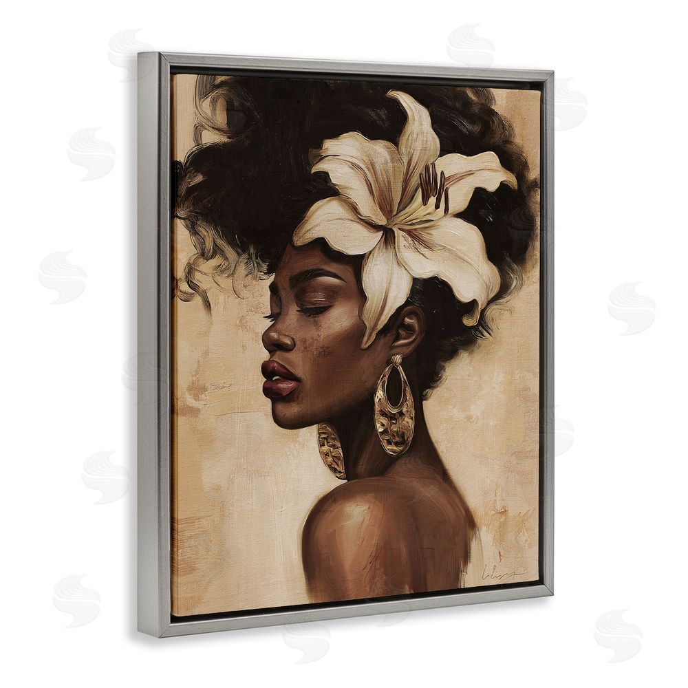 Svetlana Aleynikova Nocturne In Ivory Gray Floating Frame Canvas Wall Art Print