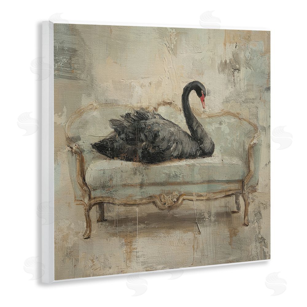 Svetlana Aleynikova Black Swan on Vintage Sofa Wooden Wall Plaque Art Print