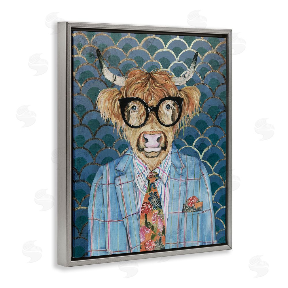 Svetlana Aleynikova Cool Highlander Portrait Gray Floating Frame Canvas Wall Art Print