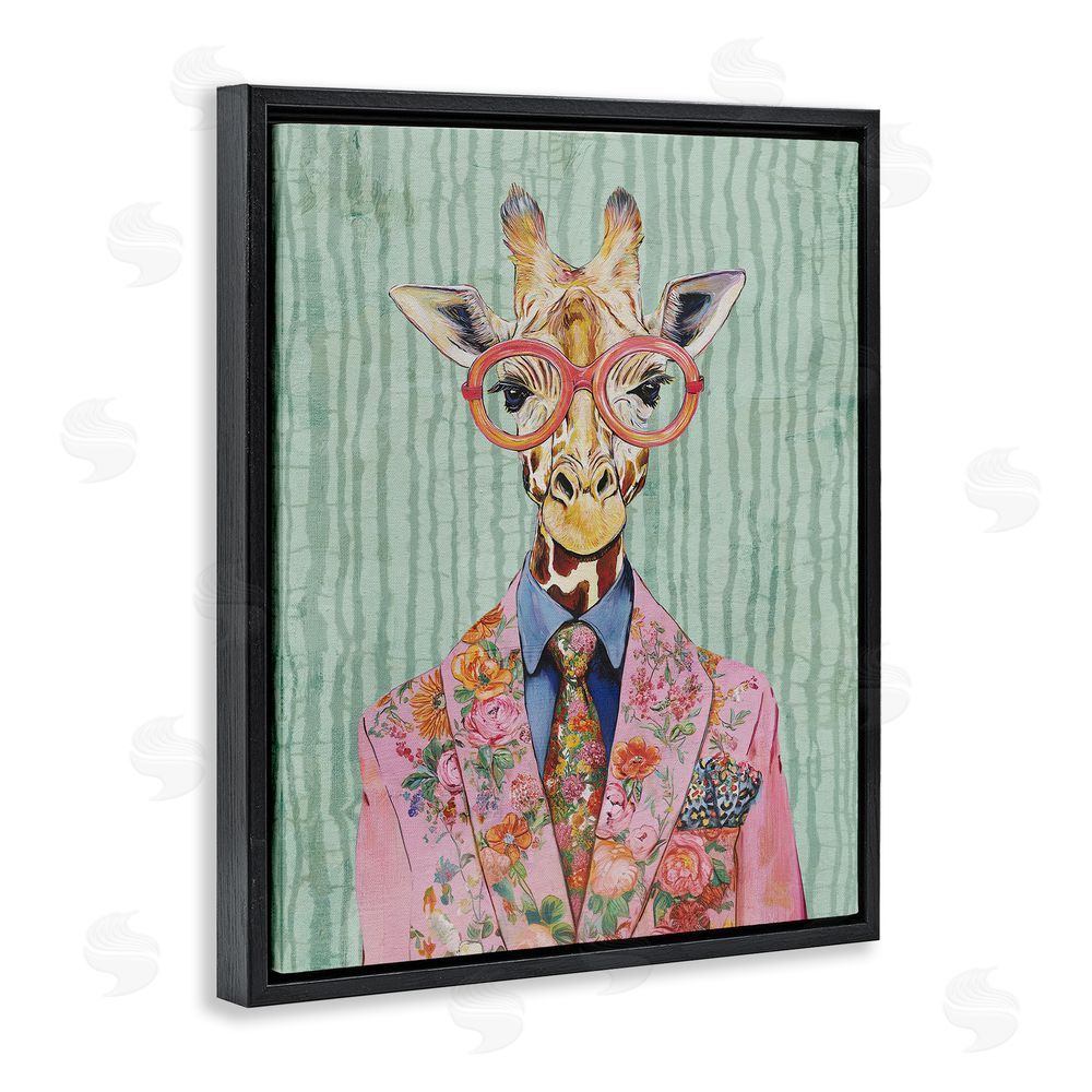 Svetlana Aleynikova Tall Stylish Giraffe Black Floating Frame Canvas Wall Art Print