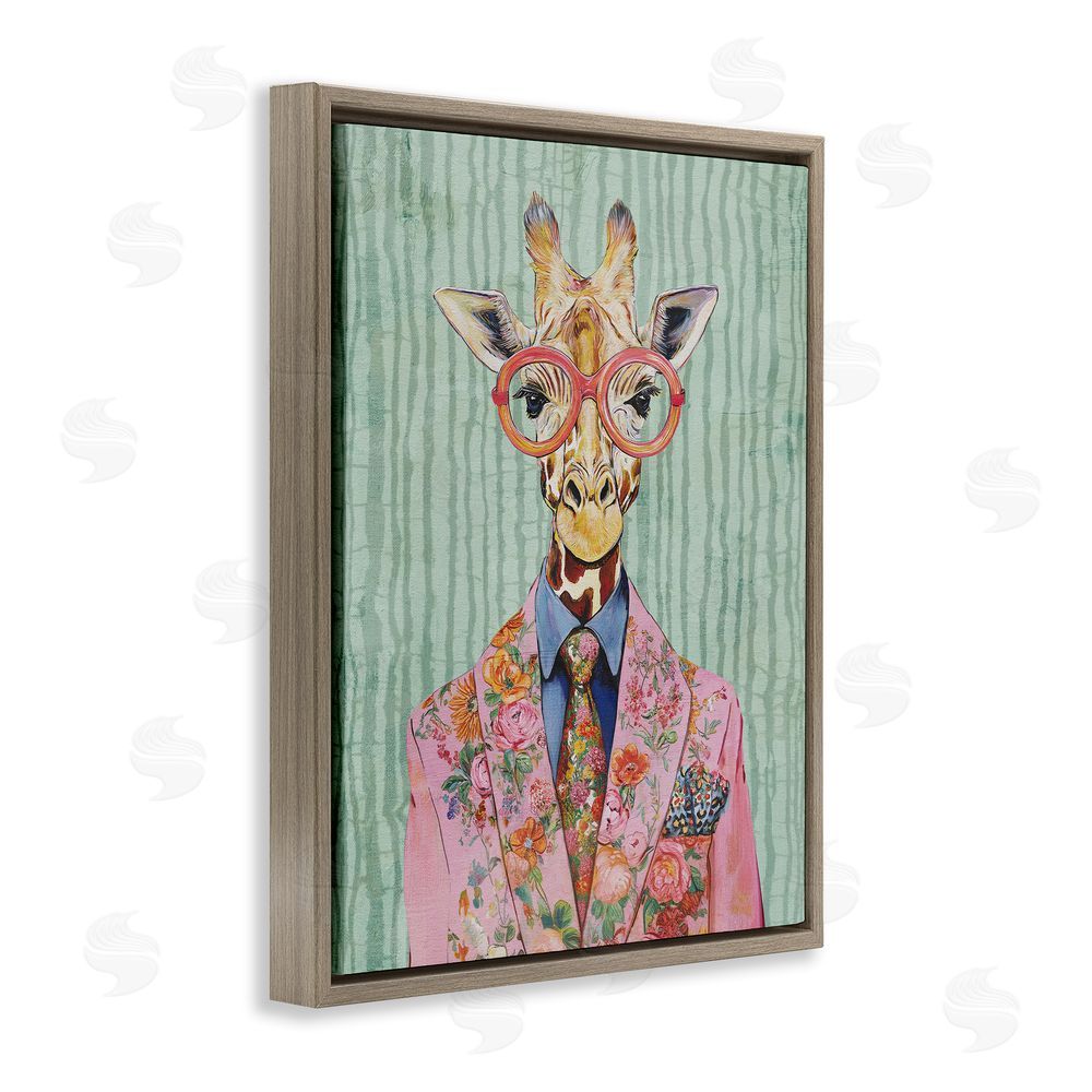 Svetlana Aleynikova Tall Stylish Giraffe Brown Floating Frame Canvas Wall Art Print