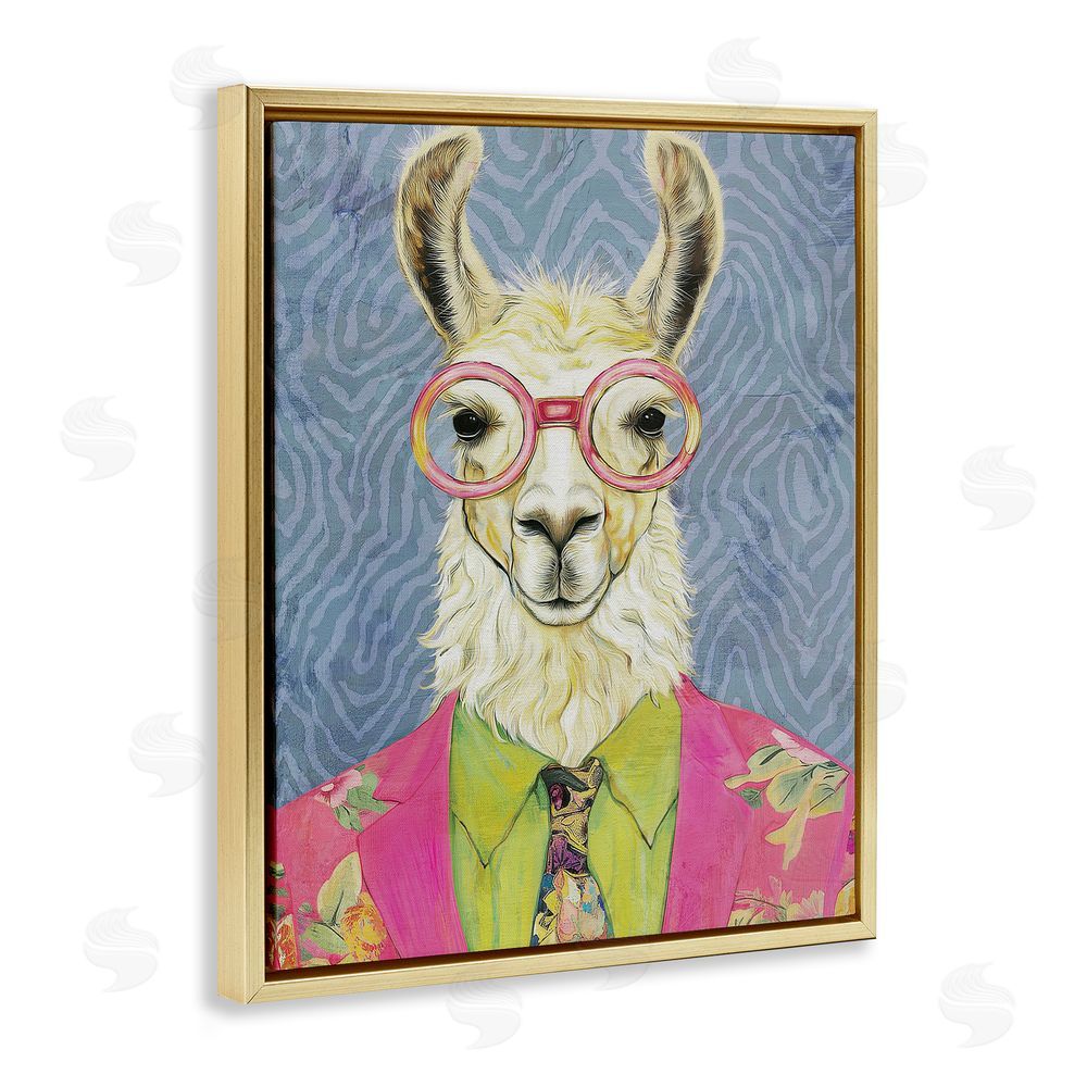 Svetlana Aleynikova Bright Gaze Llama Gold Floating Frame Canvas Wall Art Print