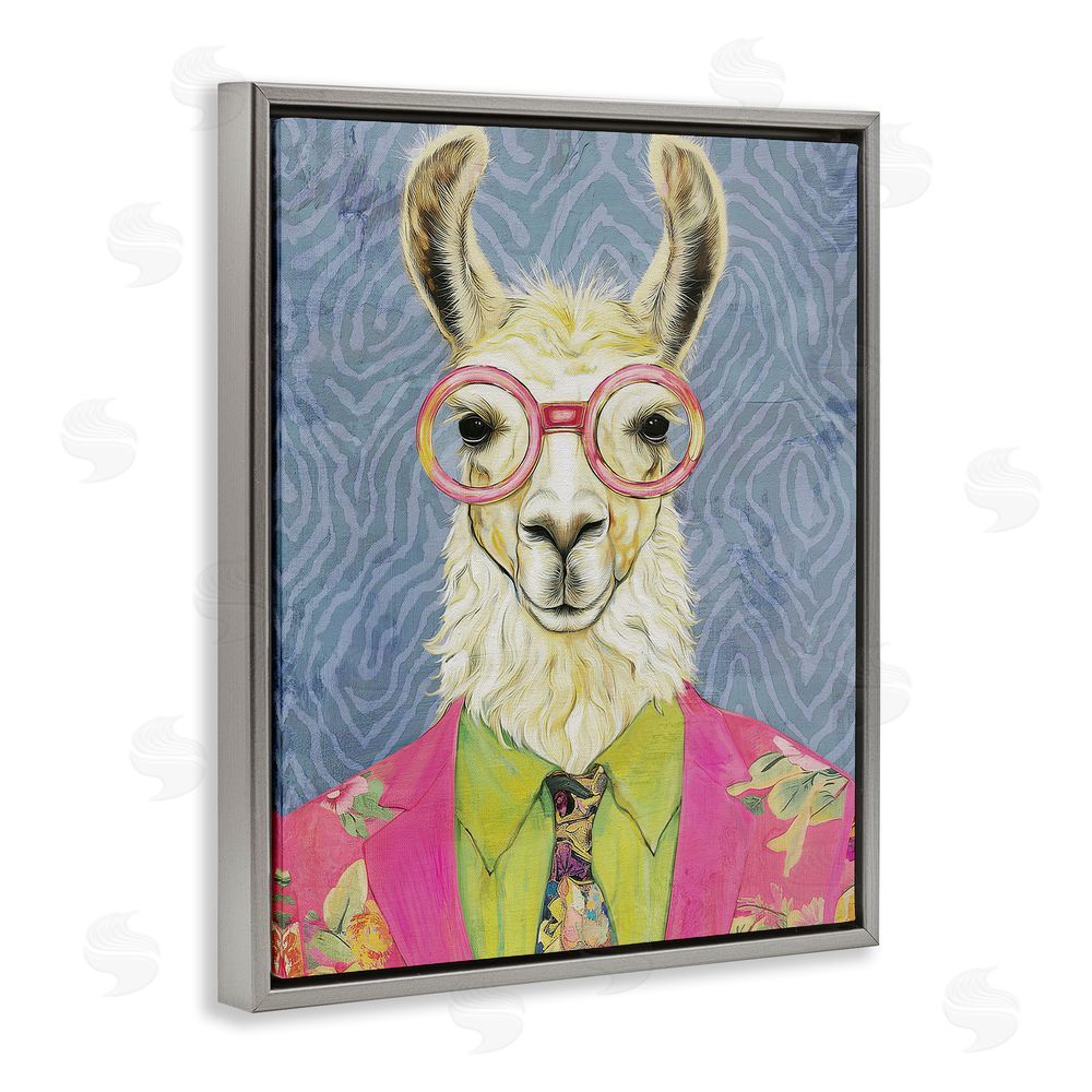 Svetlana Aleynikova Bright Gaze Llama Gray Floating Frame Canvas Wall Art Print