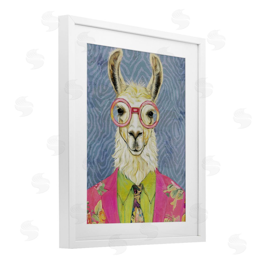 Svetlana Aleynikova Bright Gaze Llama White Framed Print Under Glass Wall Art