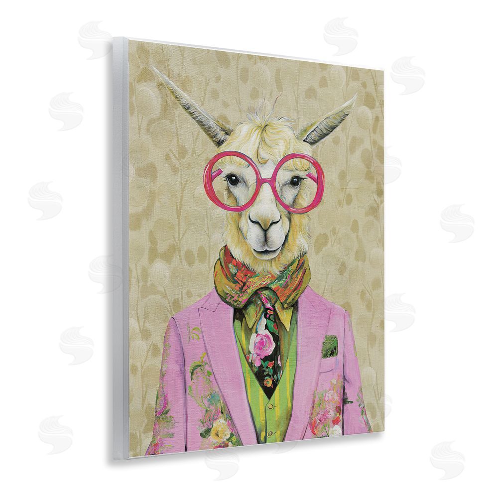 Svetlana Aleynikova Stylish Llama with Glasses Wooden Wall Plaque Art Print