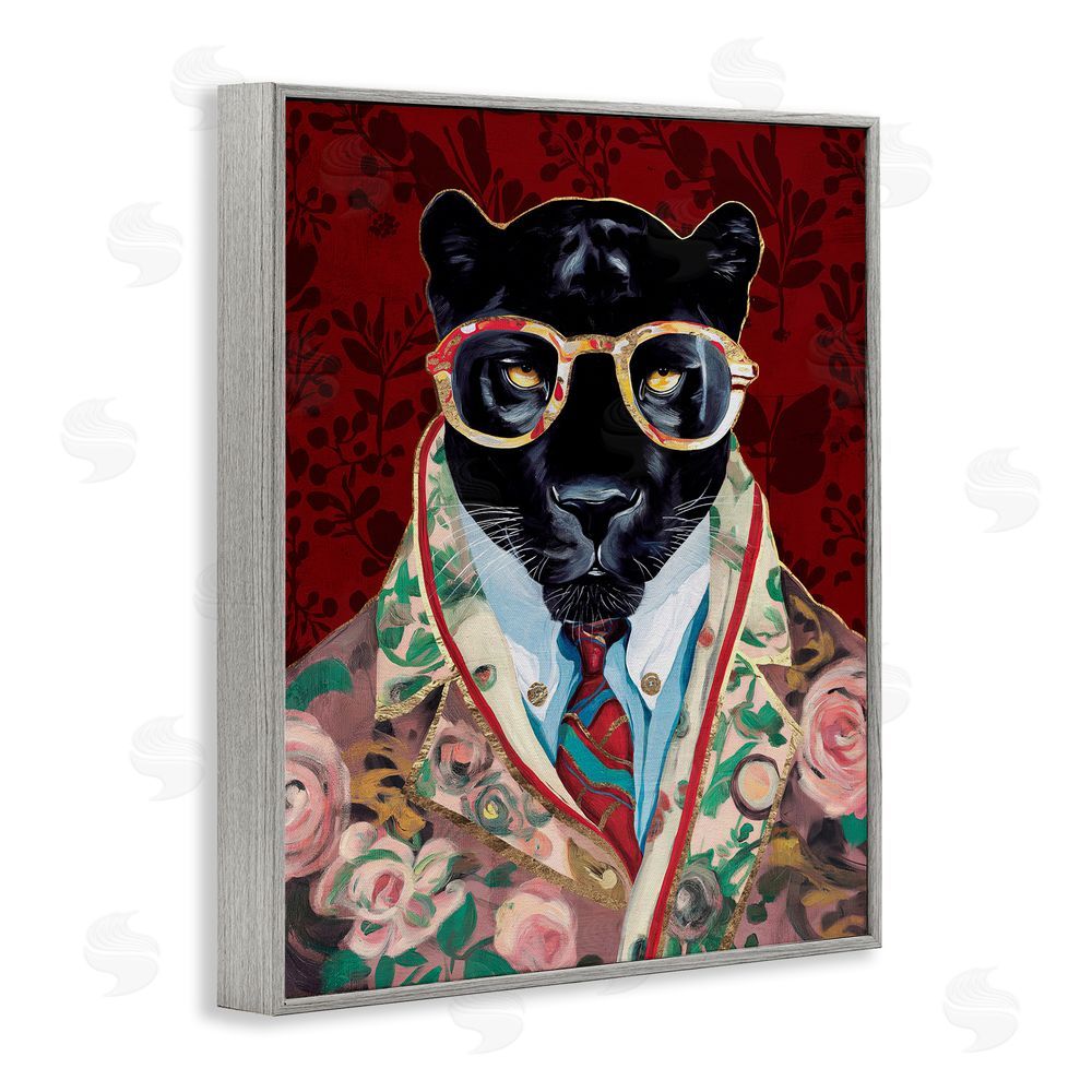 Svetlana Aleynikova Fashionable Scarlet Panther Gray Framed Giclee Wall Art Print