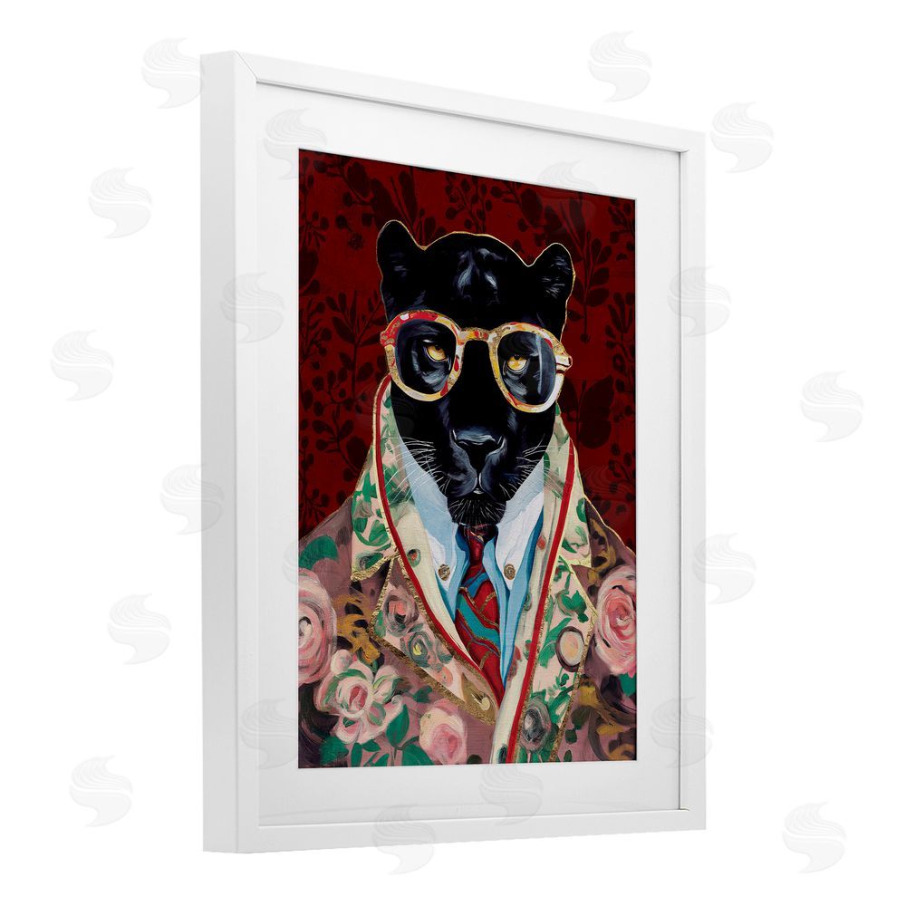Svetlana Aleynikova Fashionable Scarlet Panther White Framed Print Under Glass Wall Art