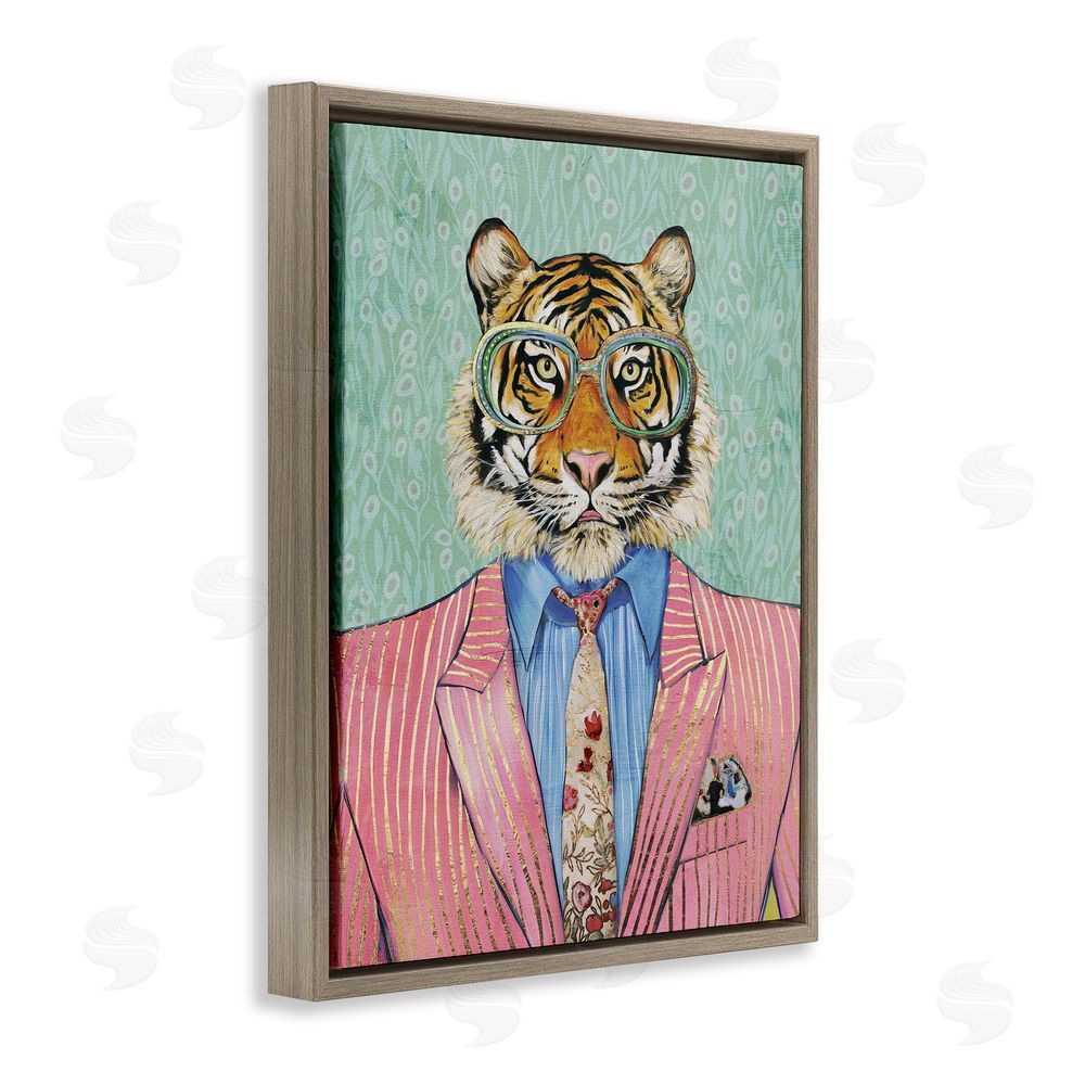 Svetlana Aleynikova Sharp Tiger Outfit Brown Floating Frame Canvas Wall Art Print