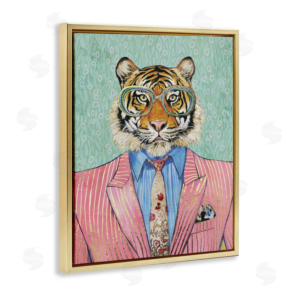 Svetlana Aleynikova Sharp Tiger Outfit Gold Floating Frame Canvas Wall Art Print
