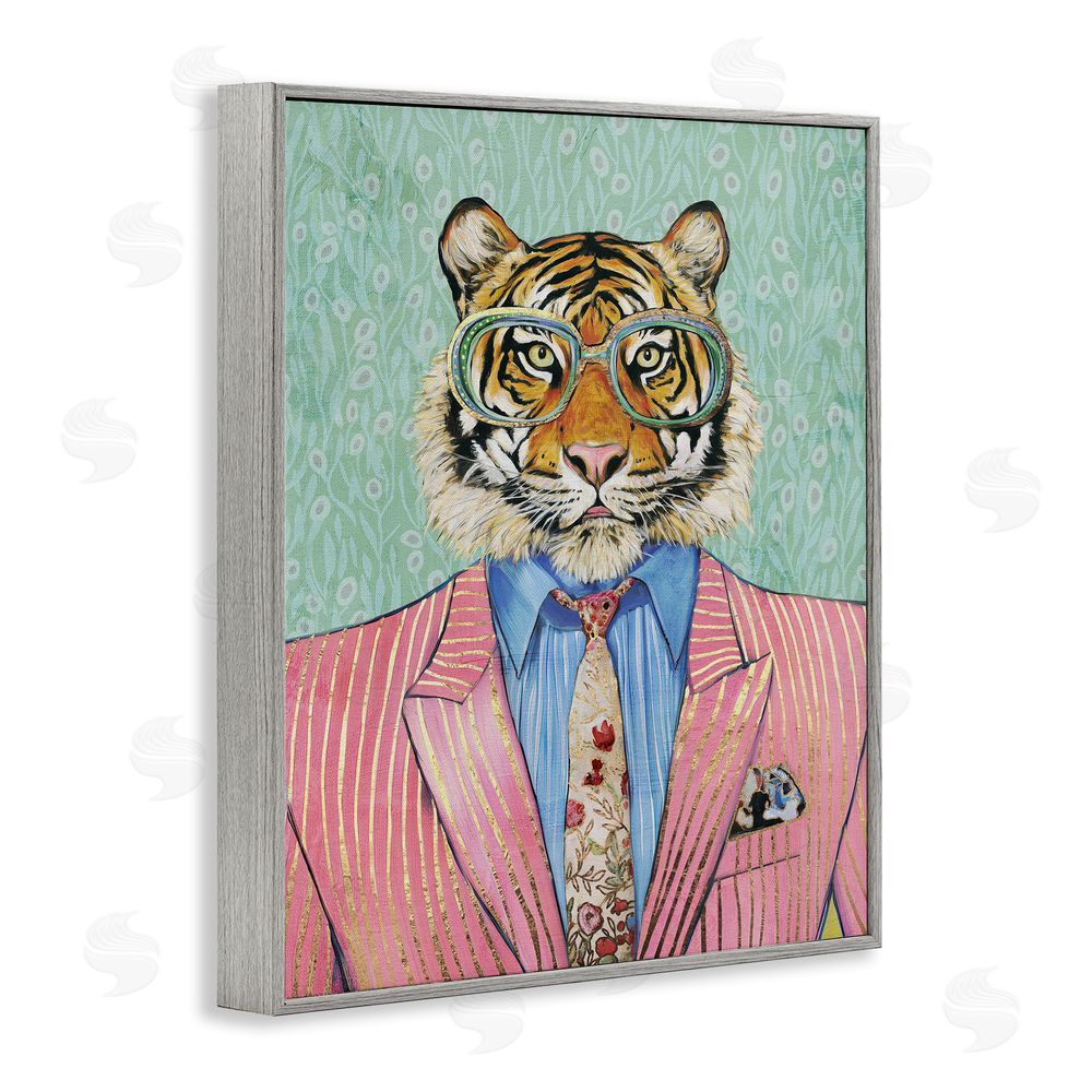 Svetlana Aleynikova Sharp Tiger Outfit Gray Framed Giclee Wall Art Print
