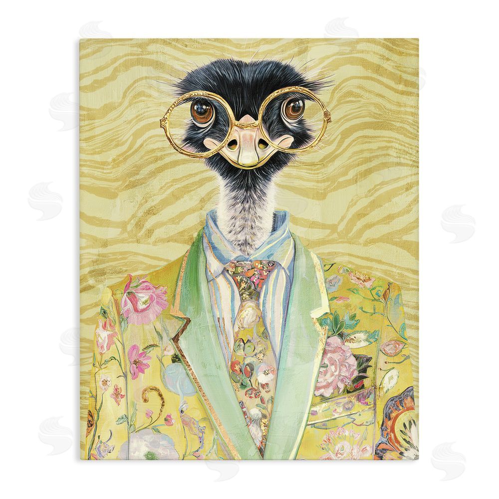 Svetlana Aleynikova Dandy Ostrich Portrait Stretched Canvas Wall Art Print