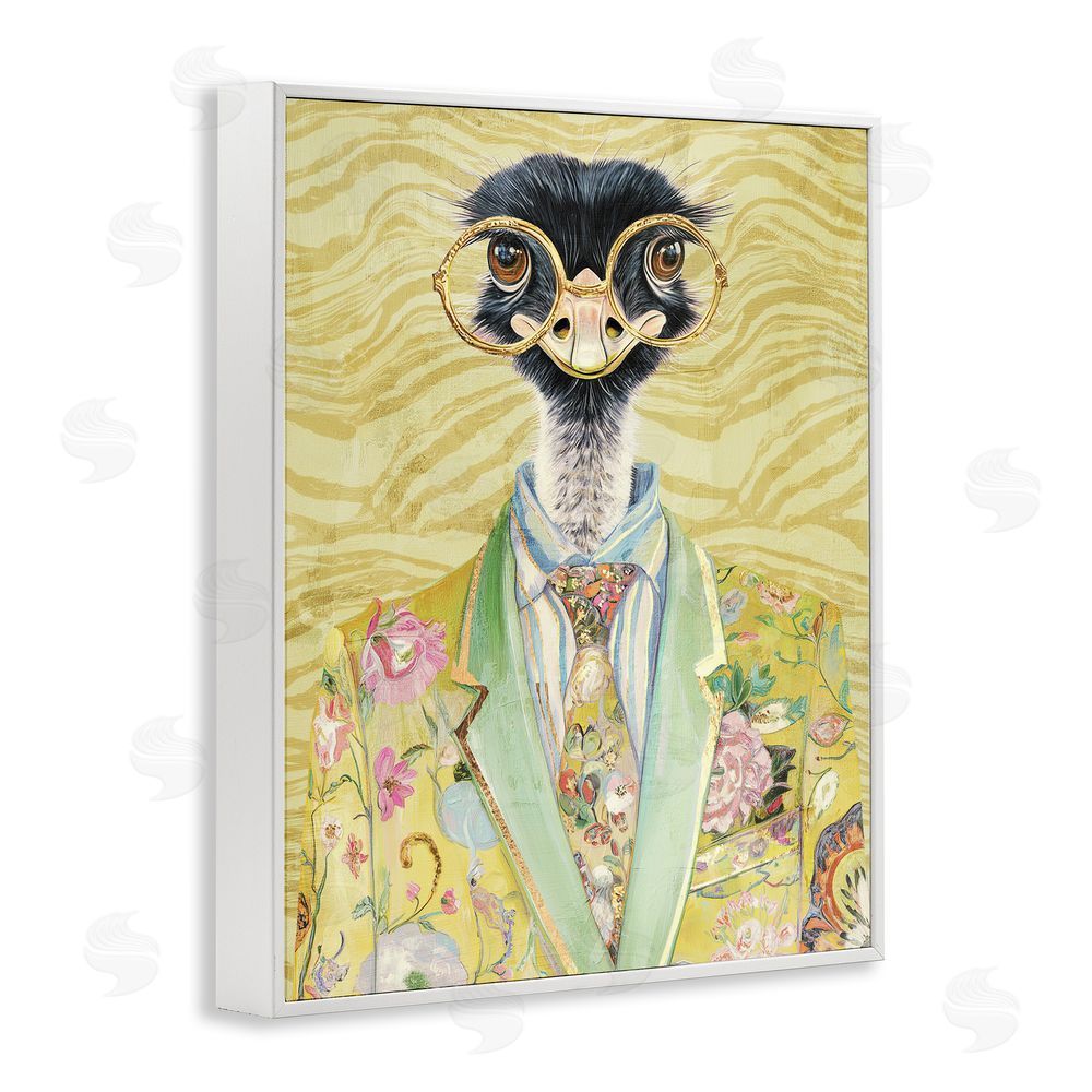 Svetlana Aleynikova Dandy Ostrich Portrait White Framed Giclee Wall Art Print