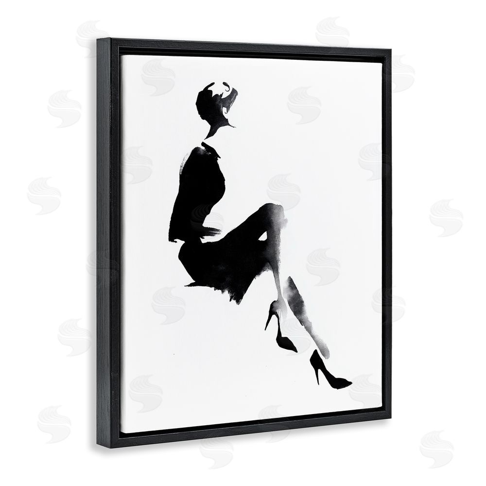 Svetlana Aleynikova Chic Silhouette Noir Black Floating Frame Canvas Wall Art Print