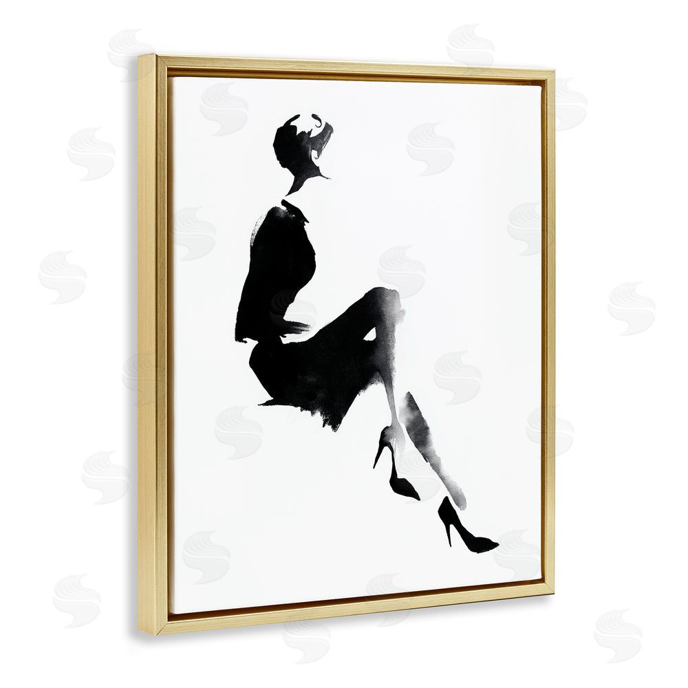 Svetlana Aleynikova Chic Silhouette Noir Gold Floating Frame Canvas Wall Art Print