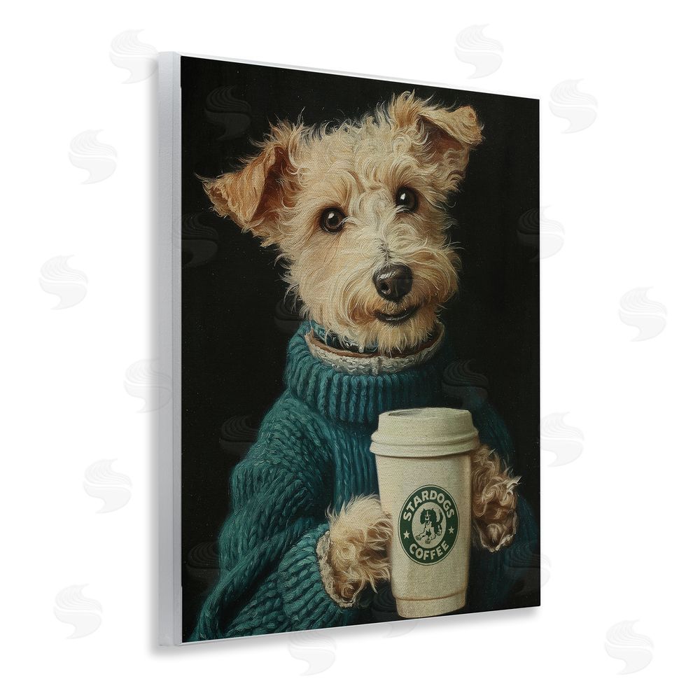 Svetlana Aleynikova Barkuccino Dog with Coffee Cup Wooden Wall Plaque Art Print