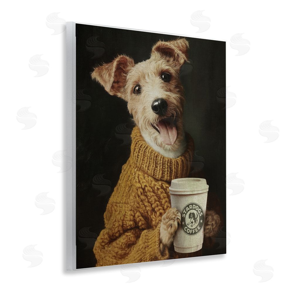Svetlana Aleynikova Latte Lover Dog in Sweater Wall Plaque Home Decor Art Print