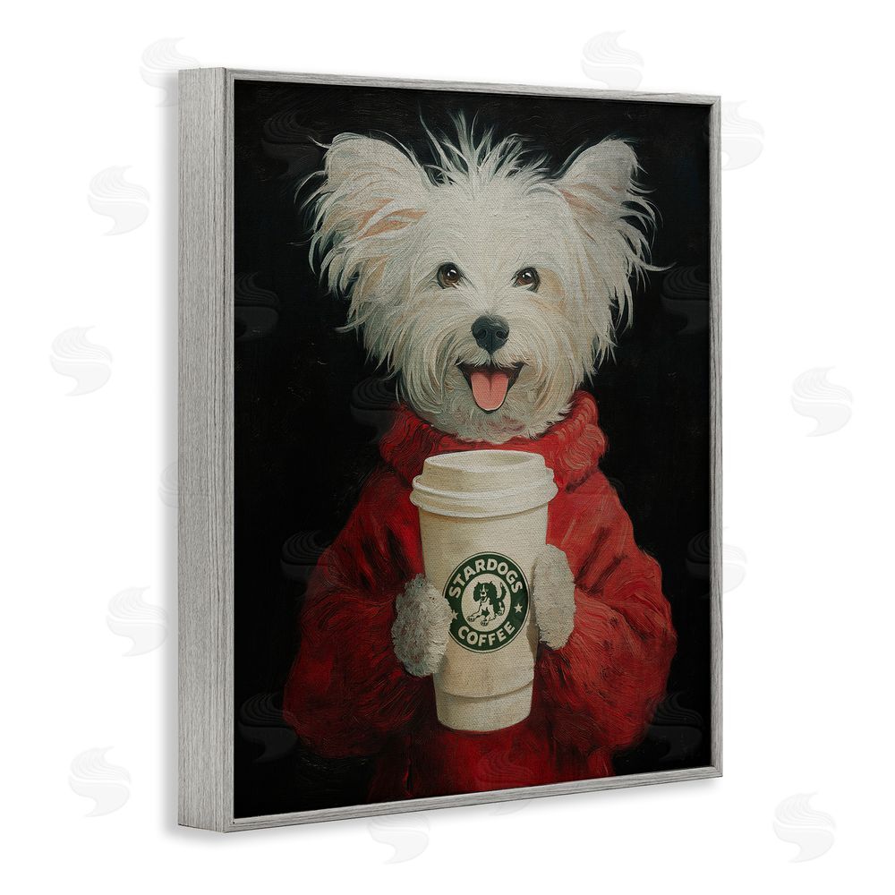 Svetlana Aleynikova Cappuccino Cutie Puppy & Coffee Gray Framed Giclee Wall Art Print