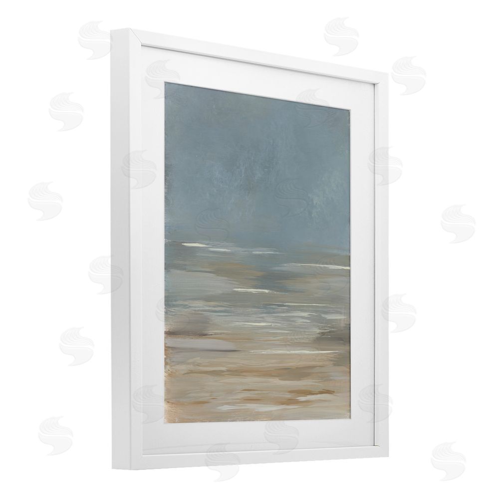 Kristen Dalpiaz Abstract Beach Gradient White Framed Print Under Glass Wall Art