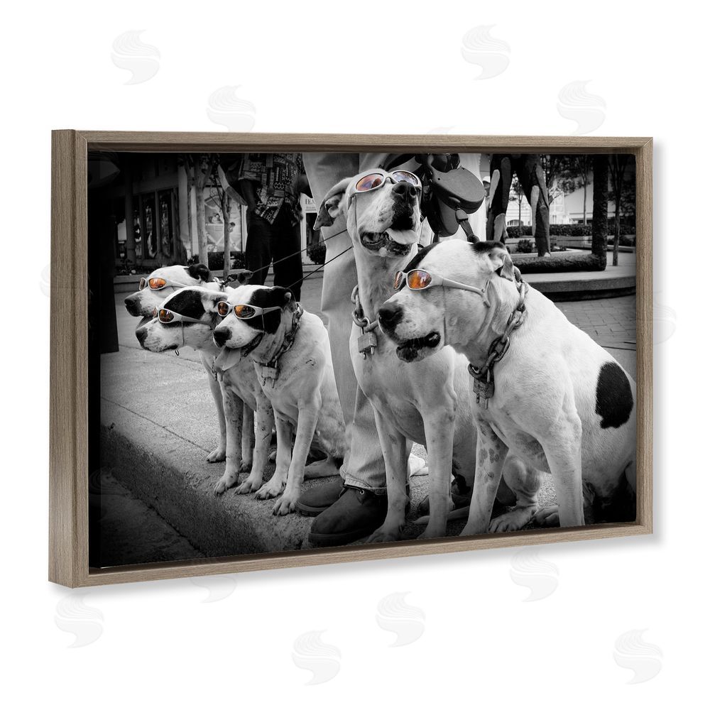 Scott Henderson Afternoon Stroll Pups Brown Floating Frame Canvas Wall Art Print