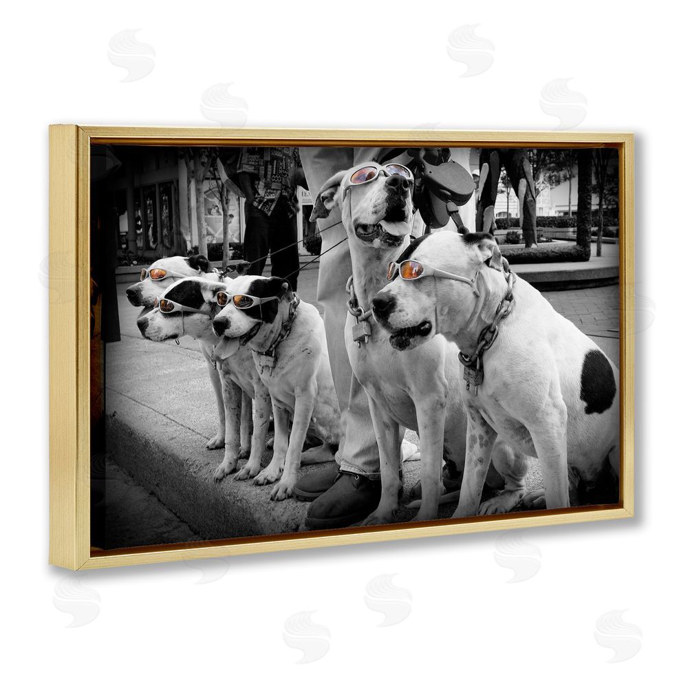 Scott Henderson Afternoon Stroll Pups Gold Floating Frame Canvas Wall Art Print