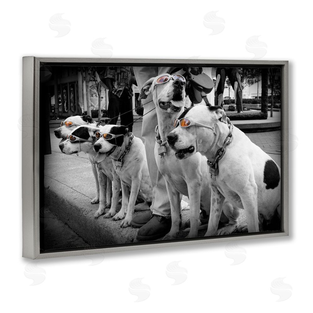 Scott Henderson Afternoon Stroll Pups Gray Floating Frame Canvas Wall Art Print