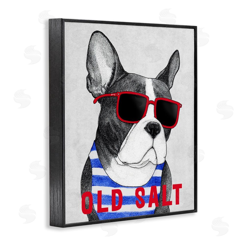 Barruff Old Salt Summer Frenchie Black Framed Giclee Wall Art Print